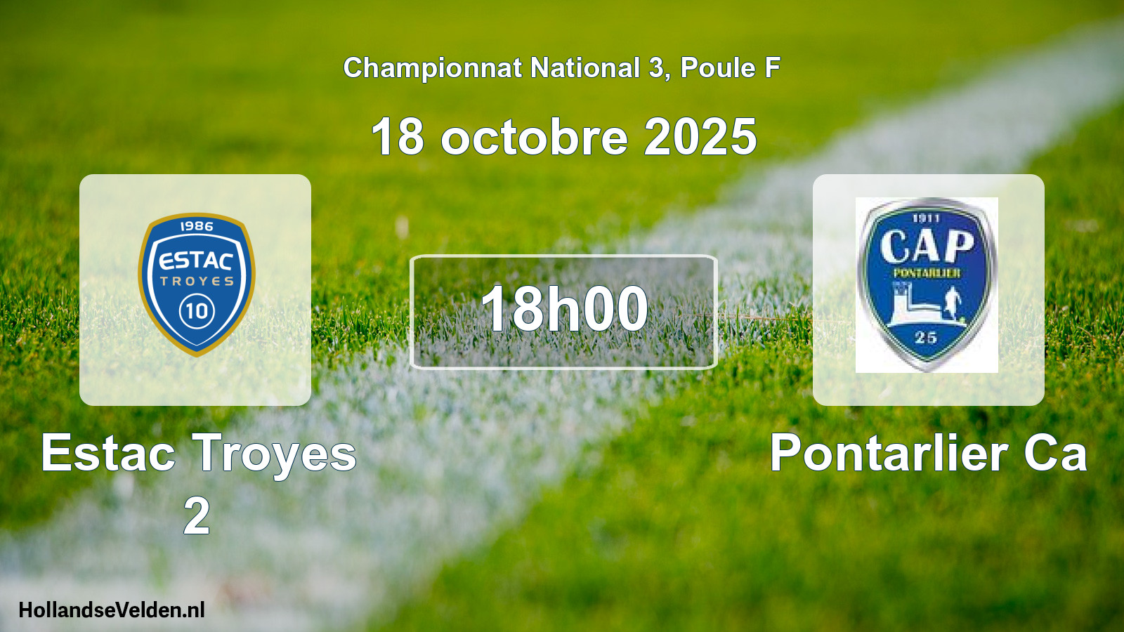 Geplande wedstrijd: Estac Troyes 2 - Pontarlier Ca (18 octobre 2025)