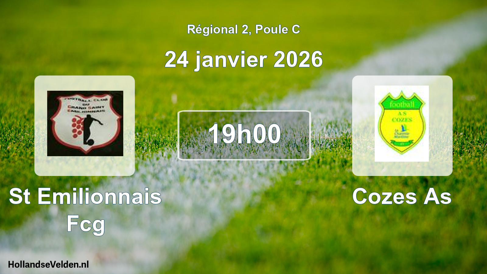 Geplande wedstrijd: St Emilionnais Fcg - Cozes As (24 januari 2026)