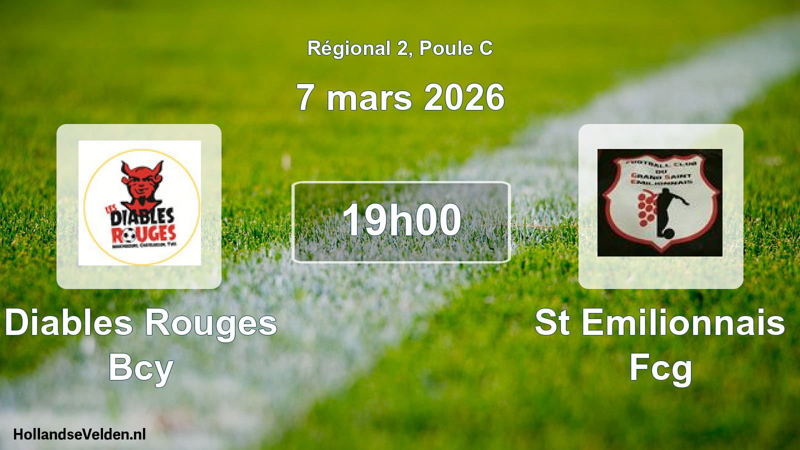 Geplande wedstrijd: Diables Rouges Bcy - St Emilionnais Fcg (7 mars 2026)