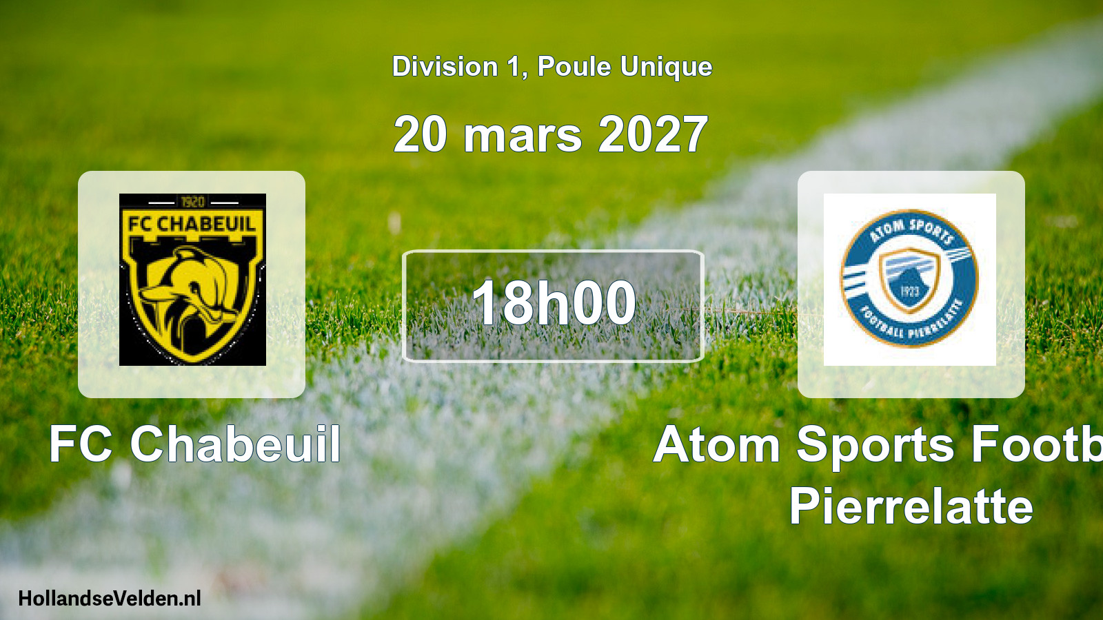 Match programmé: FC Chabeuil - Atom Sports Football Pierrelatte (20 mars 2027)