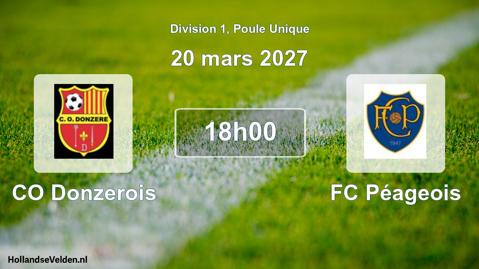 Match programmé: CO Donzerois - FC Péageois (20 mars 2027)