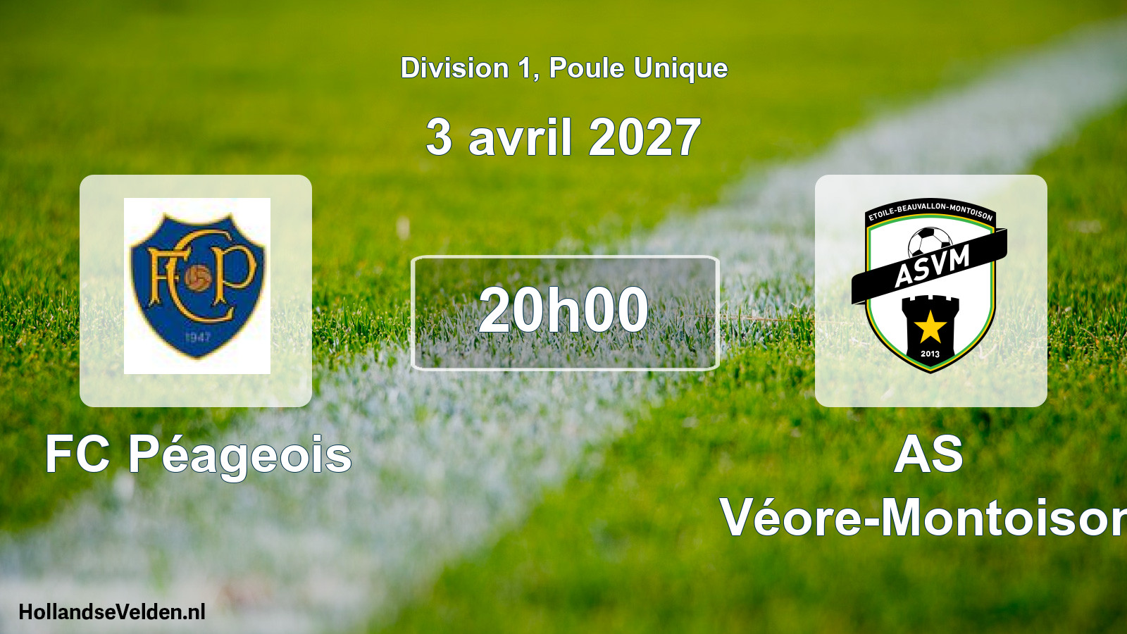 Match programmé: FC Péageois - AS Véore-Montoison (3 avril 2027)