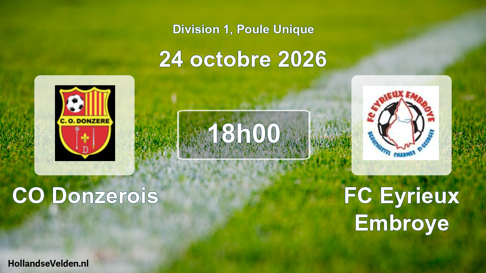 Match programmé: CO Donzerois - FC Eyrieux Embroye (24 octobre 2026)