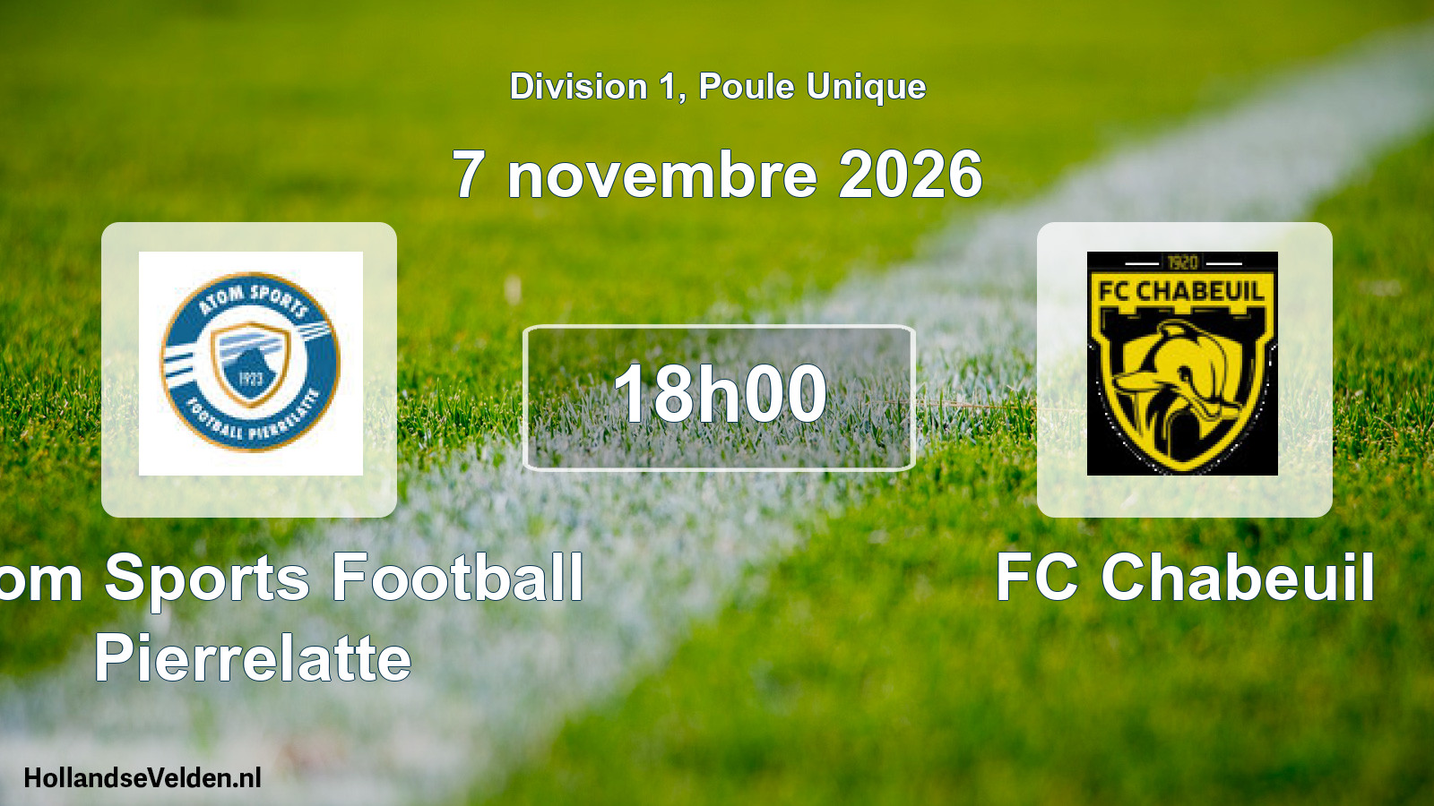 Match programmé: Atom Sports Football Pierrelatte - FC Chabeuil (7 novembre 2026)