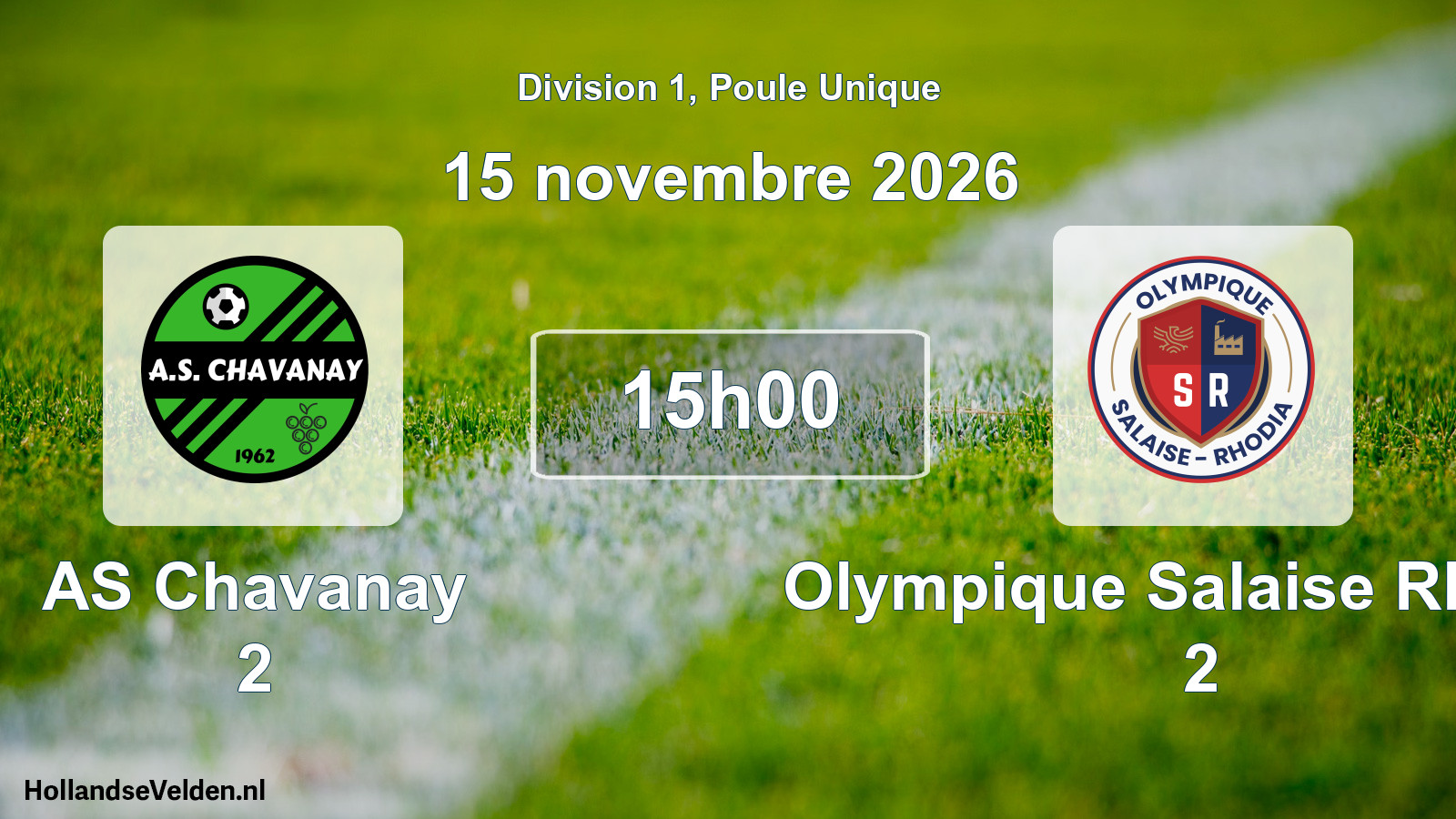 Match programmé: AS Chavanay 2 - Olympique Salaise Rhodia 2 (15 novembre 2026)