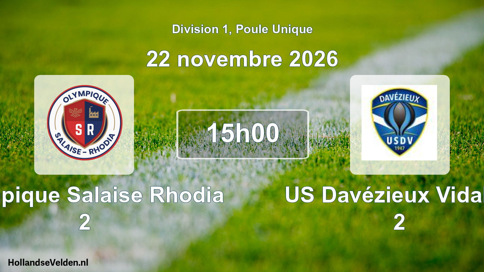 Match programmé: Olympique Salaise Rhodia 2 - US Davézieux Vidalon 2 (22 novembre 2026)