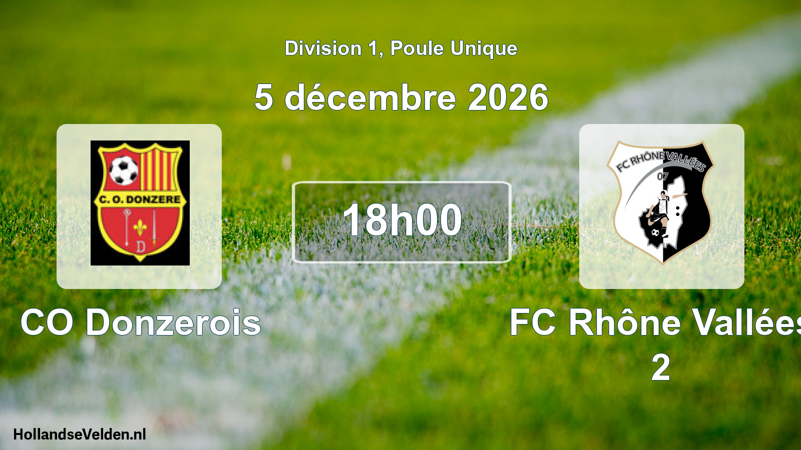 Match programmé: CO Donzerois - FC Rhône Vallées 2 (5 décembre 2026)