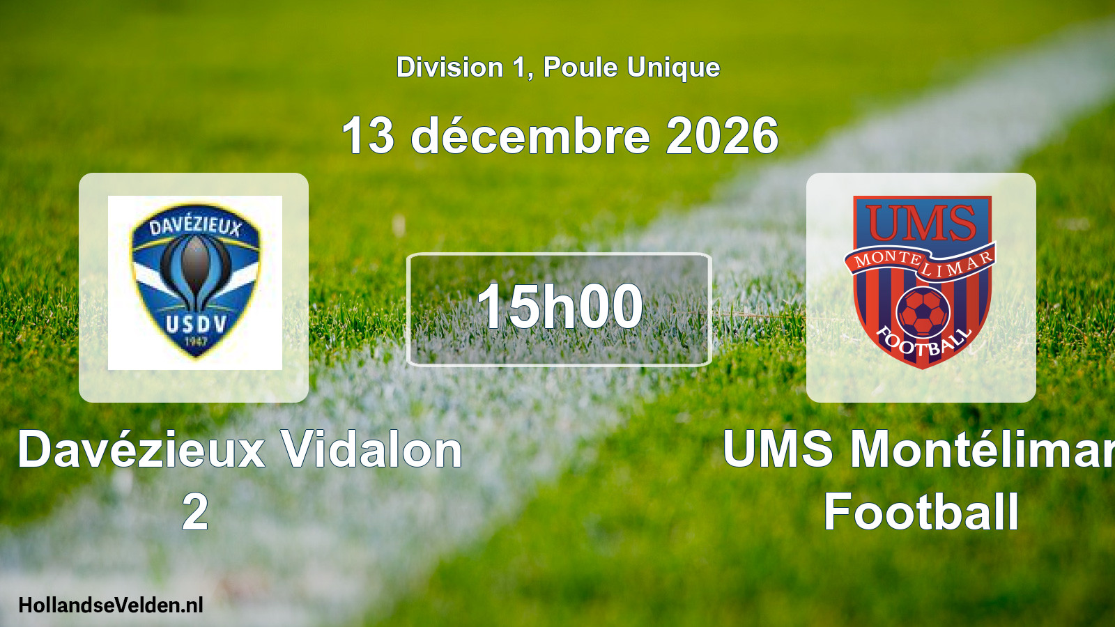 Match programmé: US Davézieux Vidalon 2 - UMS Montélimar Football (13 décembre 2026)