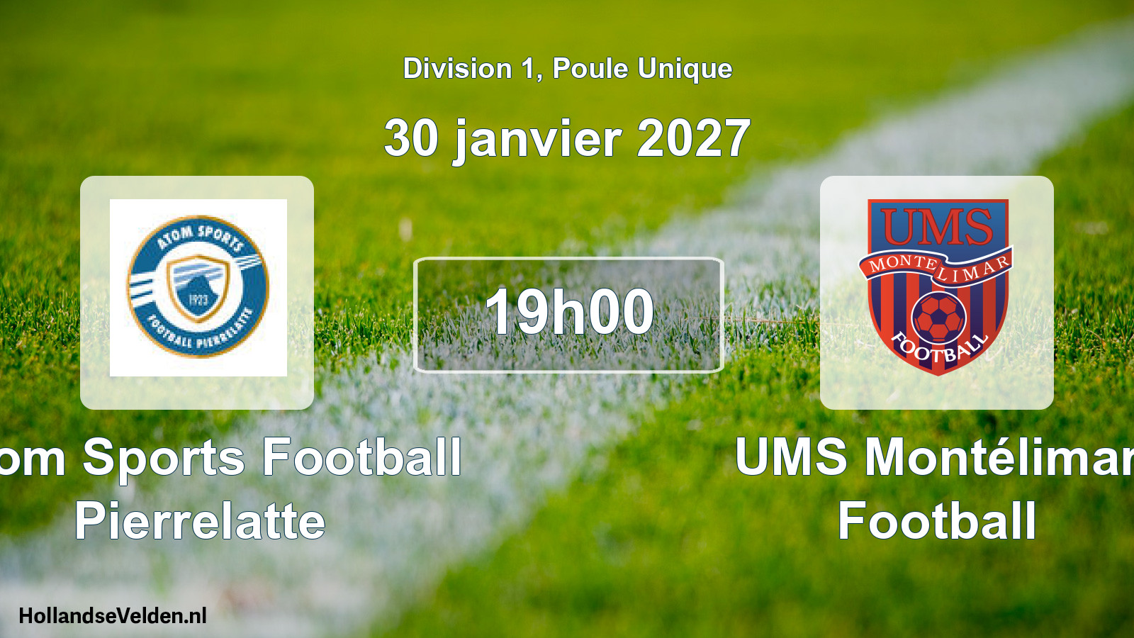 Match programmé: Atom Sports Football Pierrelatte - UMS Montélimar Football (30 janvier 2027)