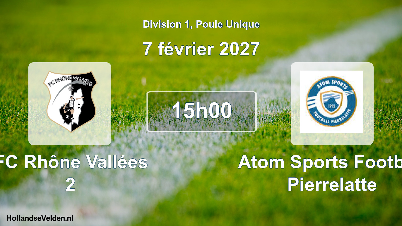 Match programmé: FC Rhône Vallées 2 - Atom Sports Football Pierrelatte (7 février 2027)