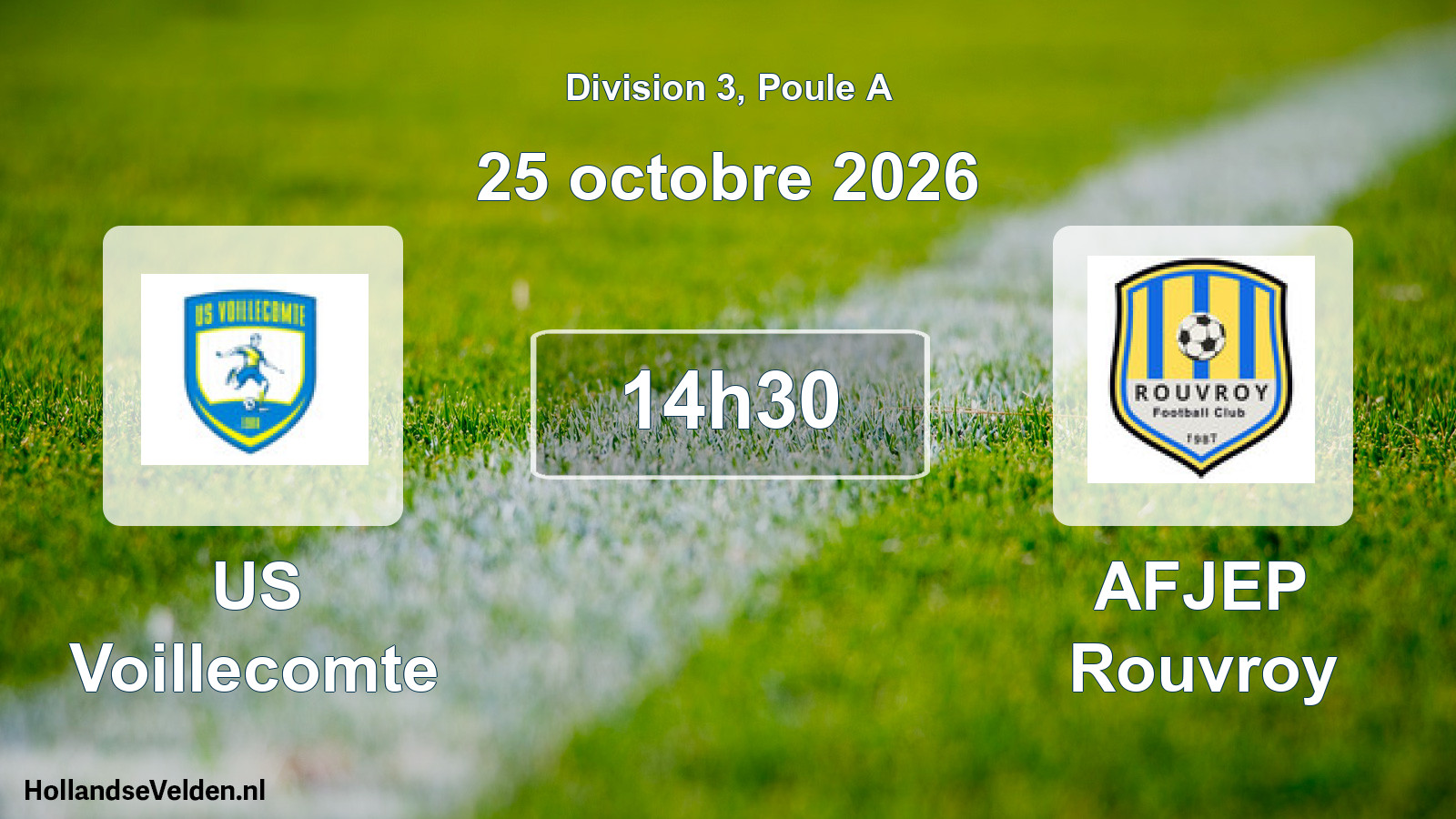 Match programmé: US Voillecomte - AFJEP Rouvroy (25 octobre 2026)