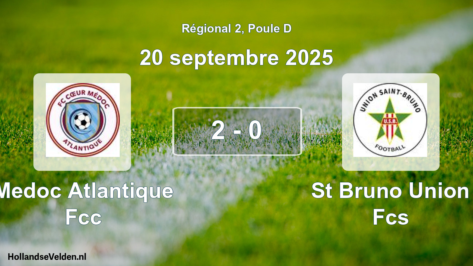 Total number of matches played: Medoc Atlantique Fcc - St Bruno Union Fcs 2 - 0 (20 September 2025)