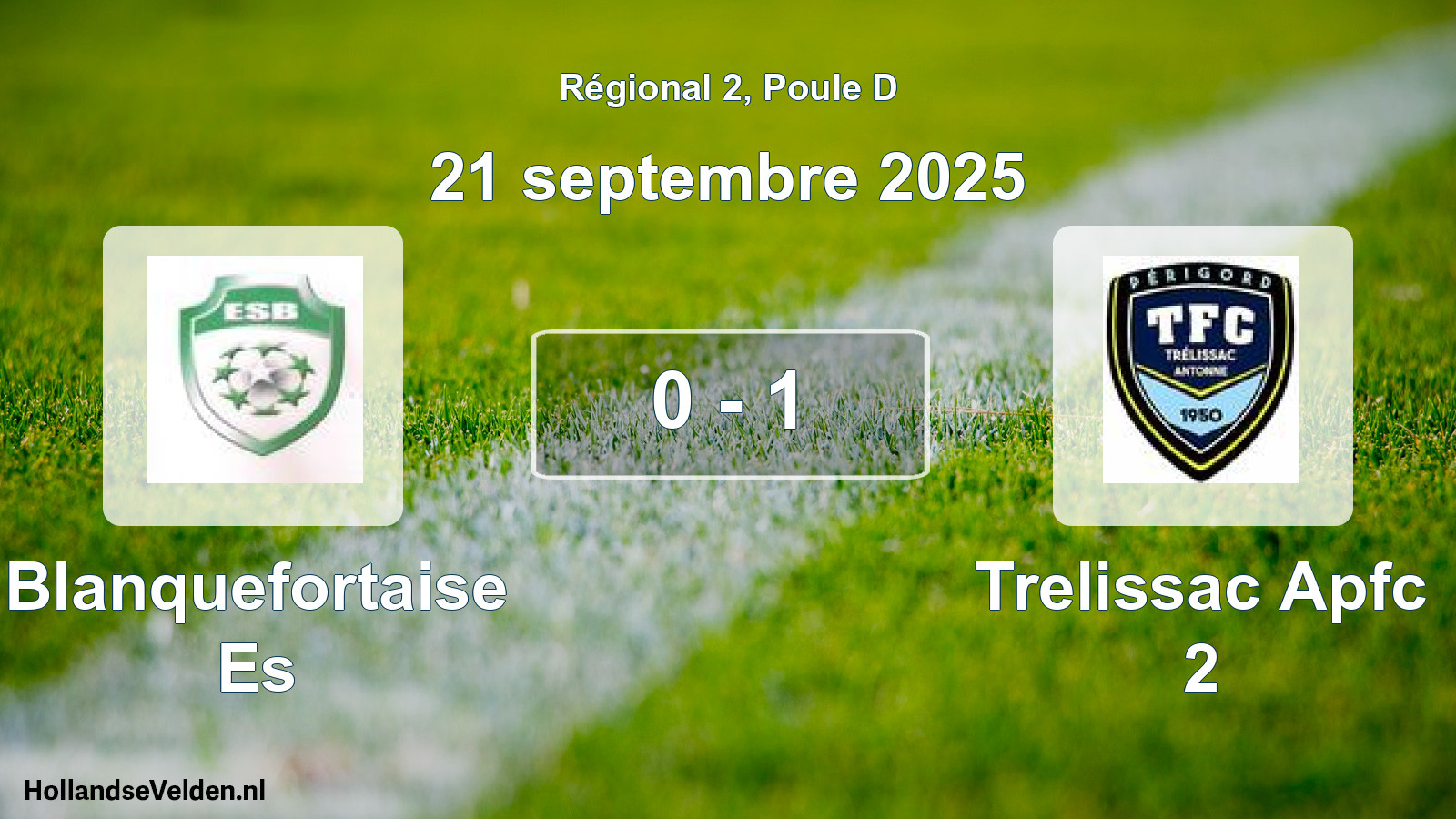 Total number of matches played: Blanquefortaise Es - Trelissac Apfc 2 0 - 1 (21 September 2025)