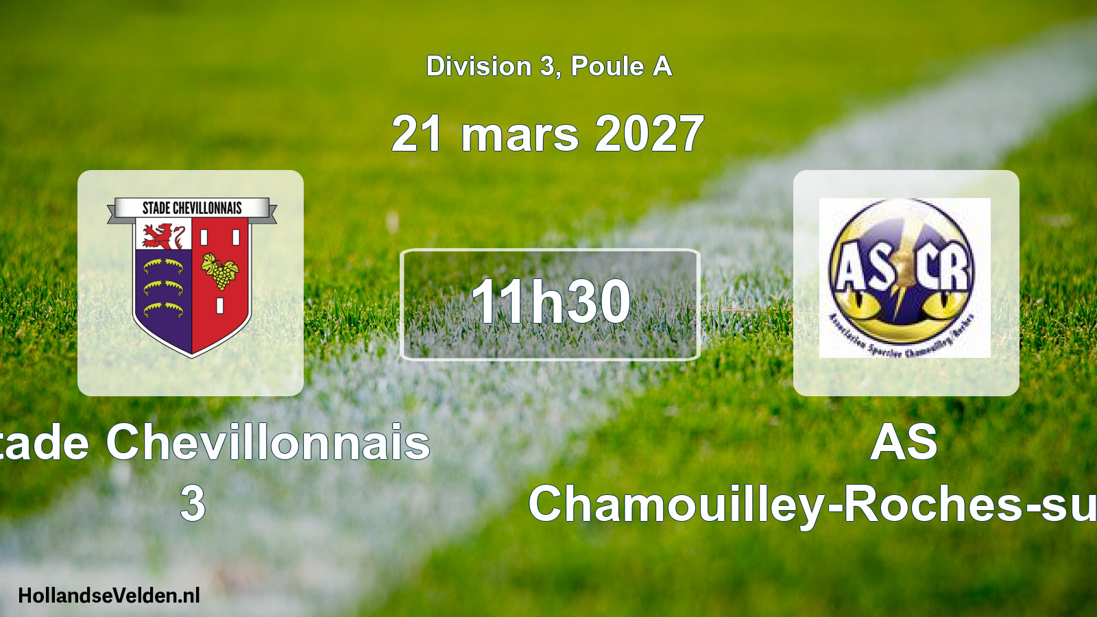 Match programmé: Stade Chevillonnais 3 - AS Chamouilley-Roches-sur-Marne (21 mars 2027)