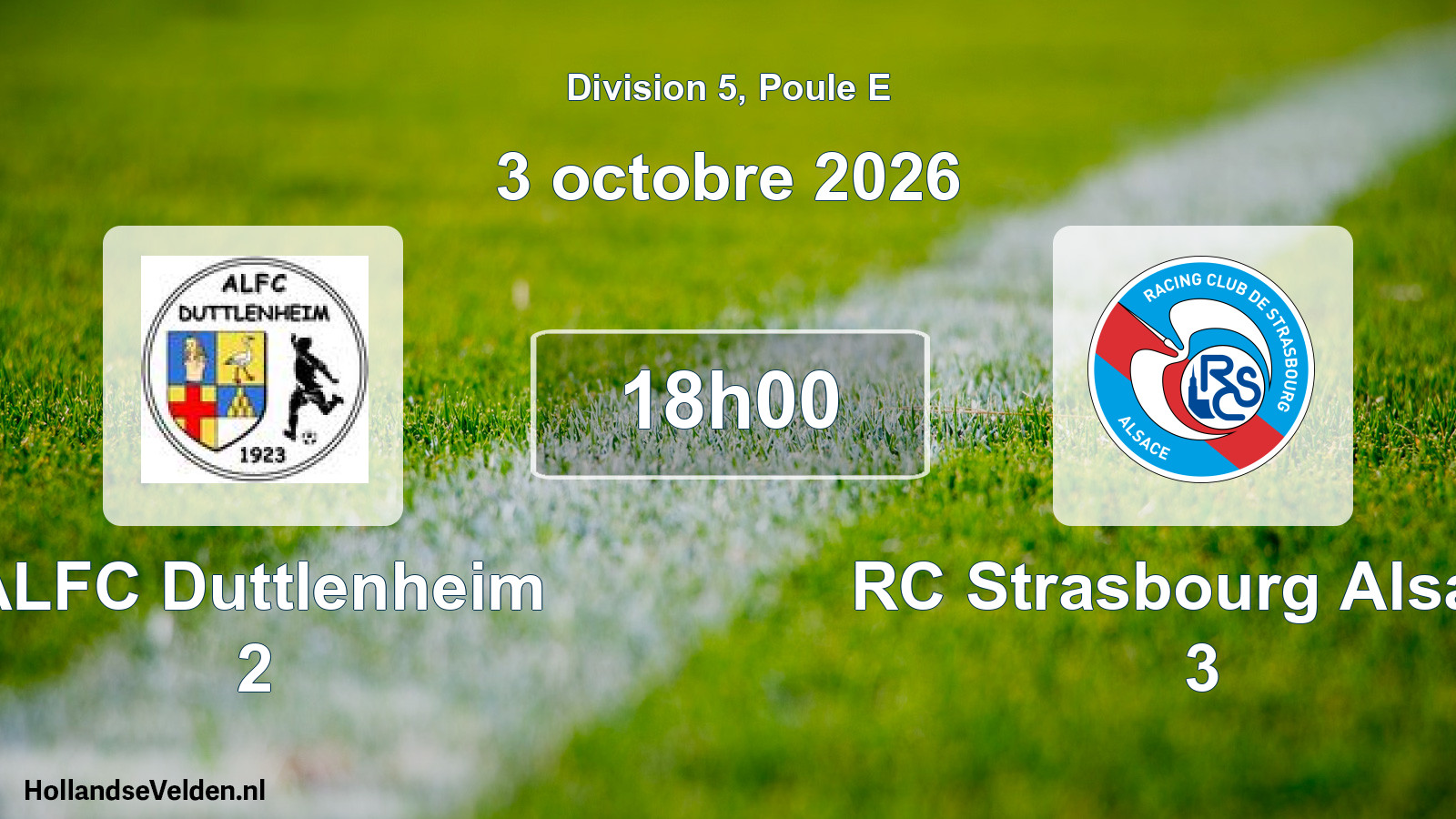 Match programmé: ALFC Duttlenheim 2 - RC Strasbourg Alsace 3 (3 octobre 2026)