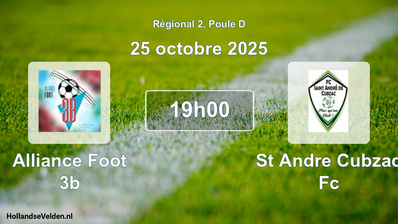 Scheduled Match: Alliance Foot 3b - St Andre Cubzac Fc (25 October 2025)