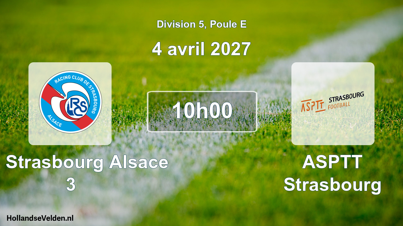 Match programmé: RC Strasbourg Alsace 3 - ASPTT Strasbourg (4 avril 2027)