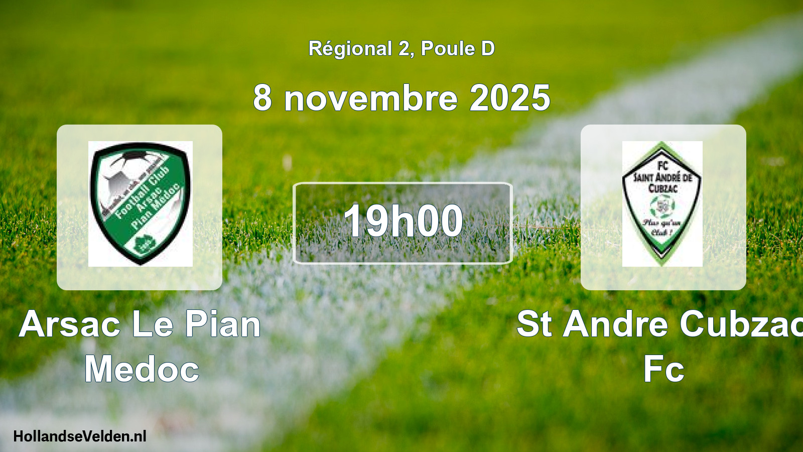 Geplande wedstrijd: Arsac Le Pian Medoc - St Andre Cubzac Fc (8 november 2025)
