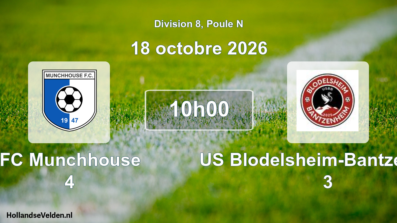 Geplande wedstrijd: FC Munchhouse 4 - US Blodelsheim-Bantzenheim 3 (18 oktober 2026)