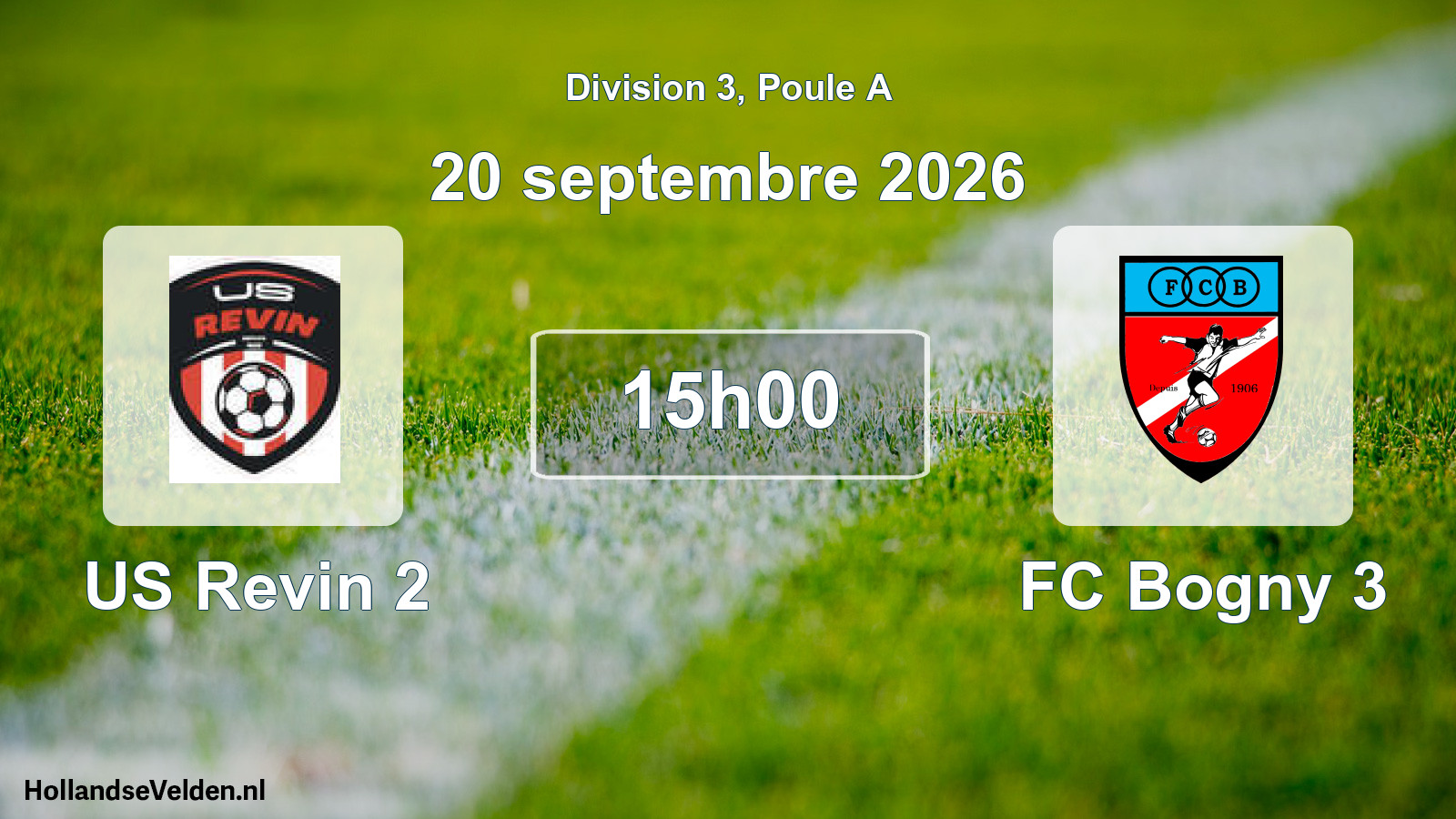 Match programmé: US Revin 2 - FC Bogny 3 (20 septembre 2026)
