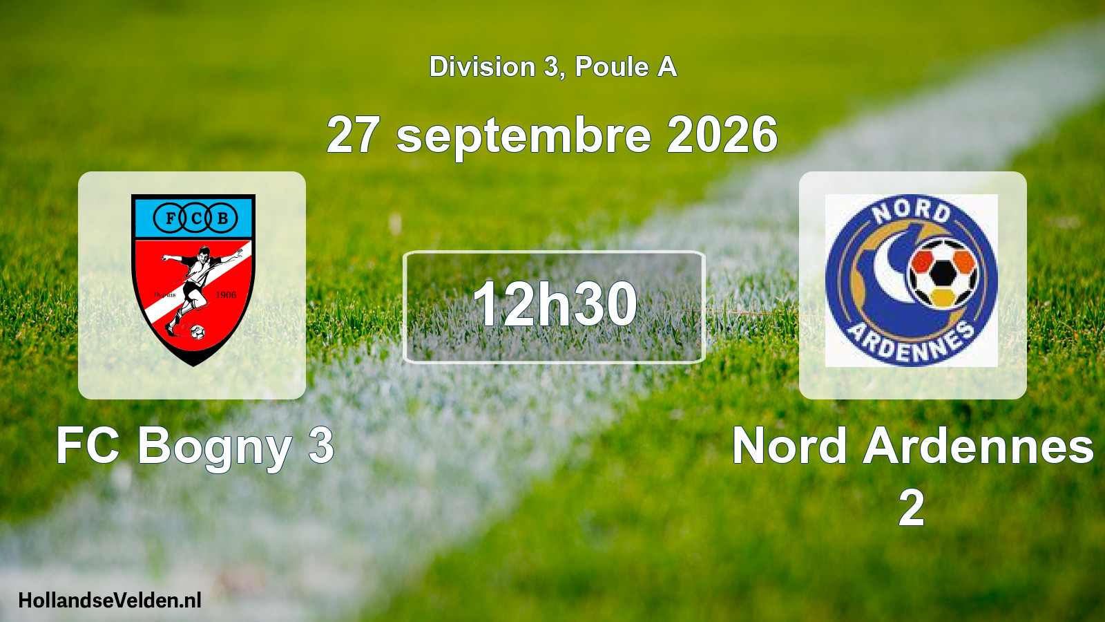 Match programmé: FC Bogny 3 - Nord Ardennes 2 (27 septembre 2026)