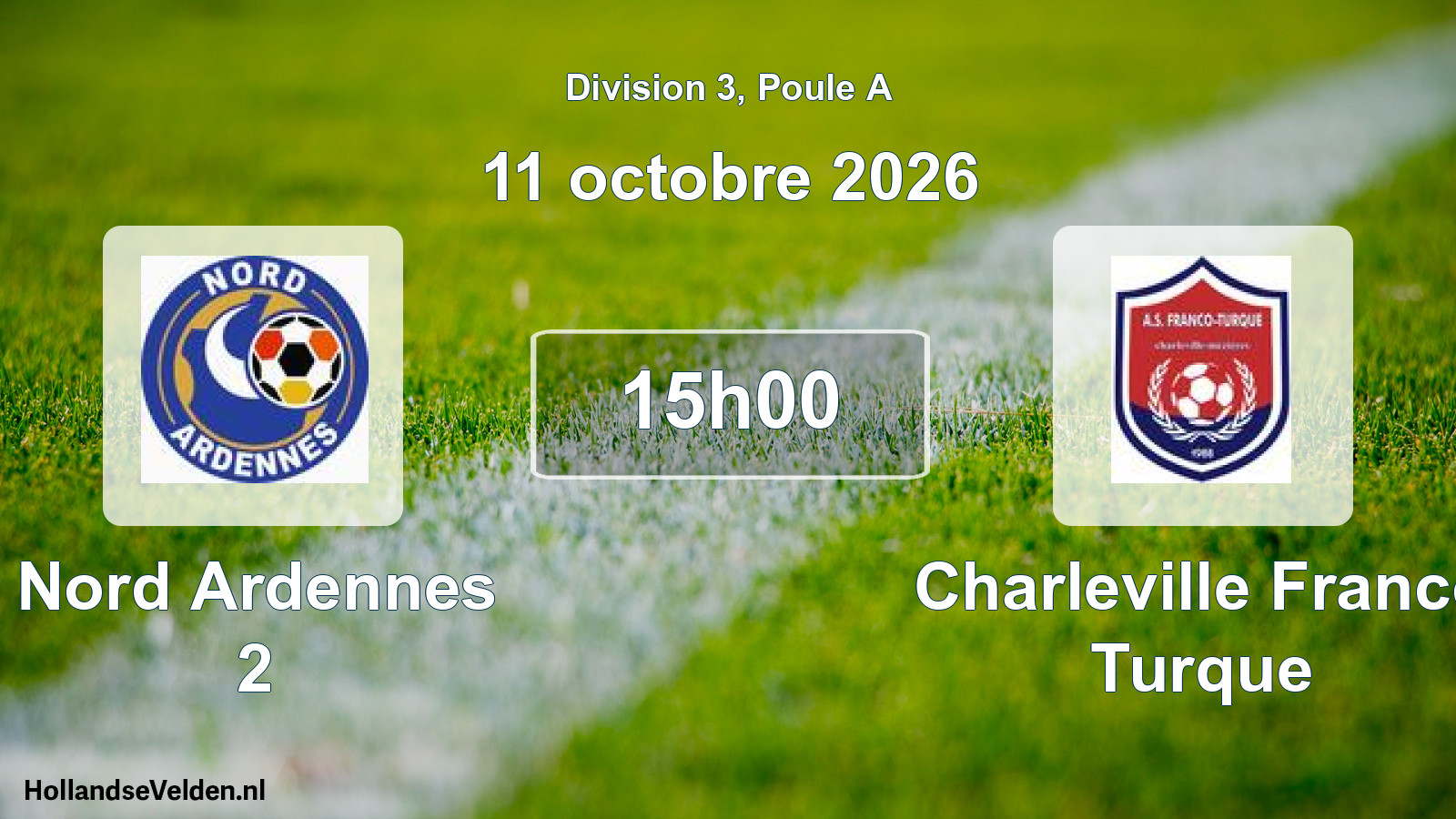 Match programmé: Nord Ardennes 2 - Charleville Franco Turque (11 octobre 2026)