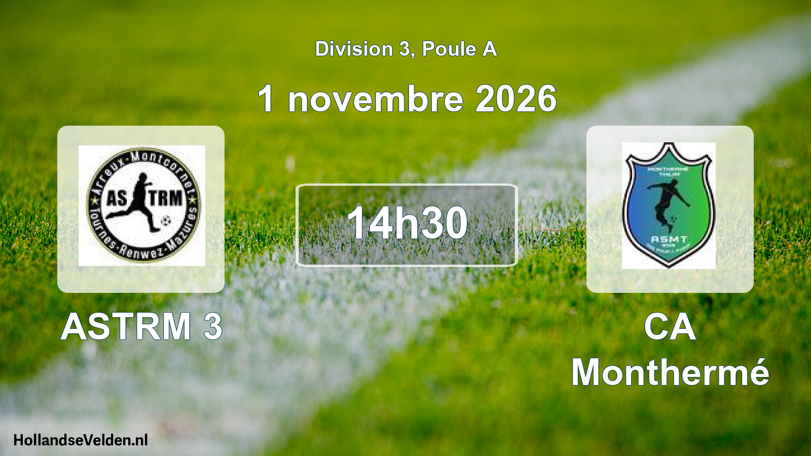 Match programmé: ASTRM 3 - CA Monthermé (1 novembre 2026)