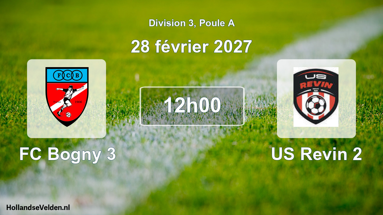 Match programmé: FC Bogny 3 - US Revin 2 (28 février 2027)