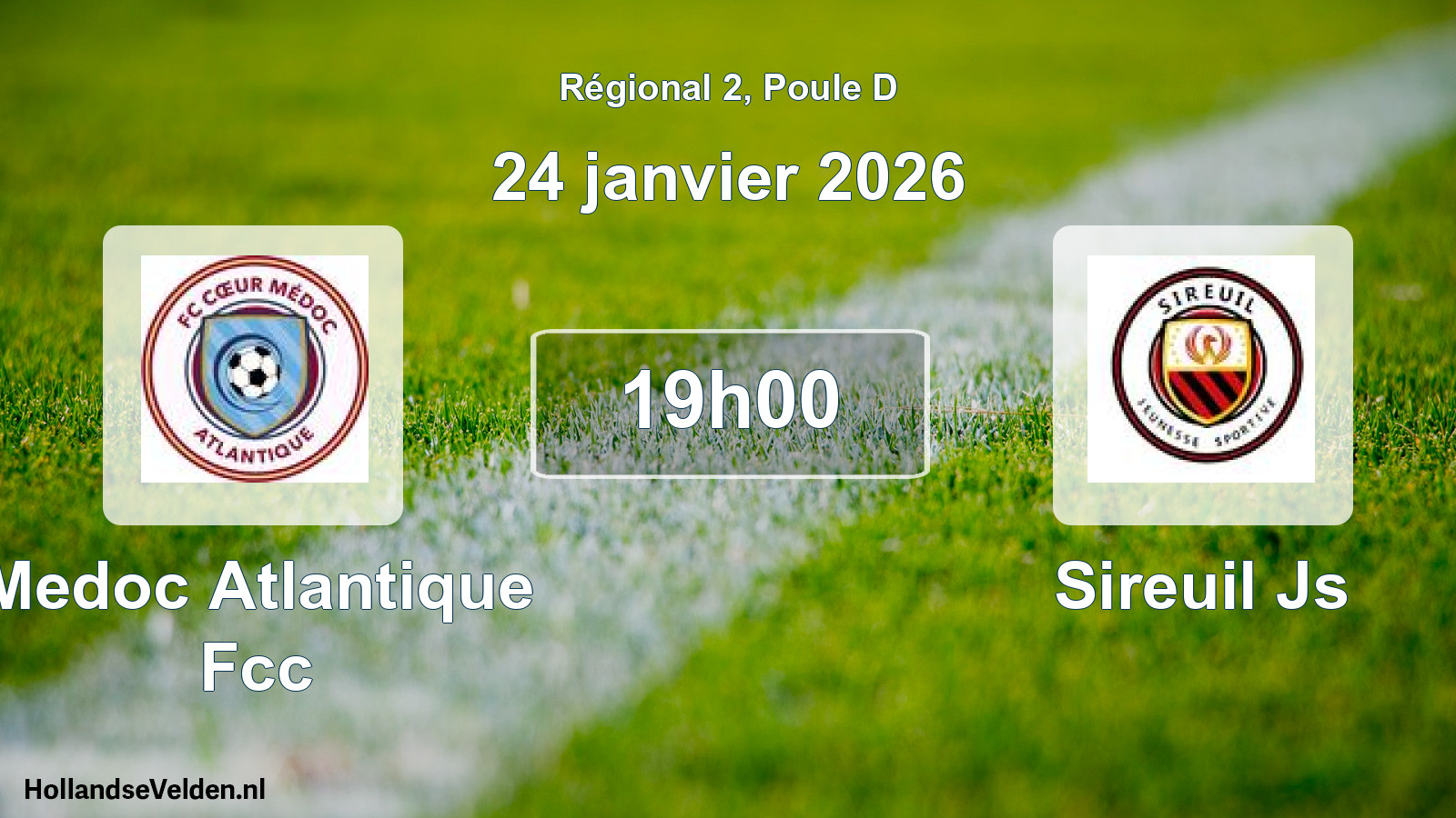 Scheduled Match: Medoc Atlantique Fcc - Sireuil Js (24 January 2026)