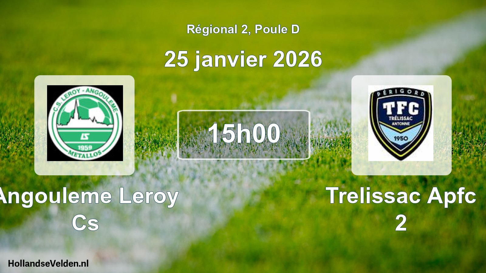 Scheduled Match: Angouleme Leroy Cs - Trelissac Apfc 2 (25 January 2026)