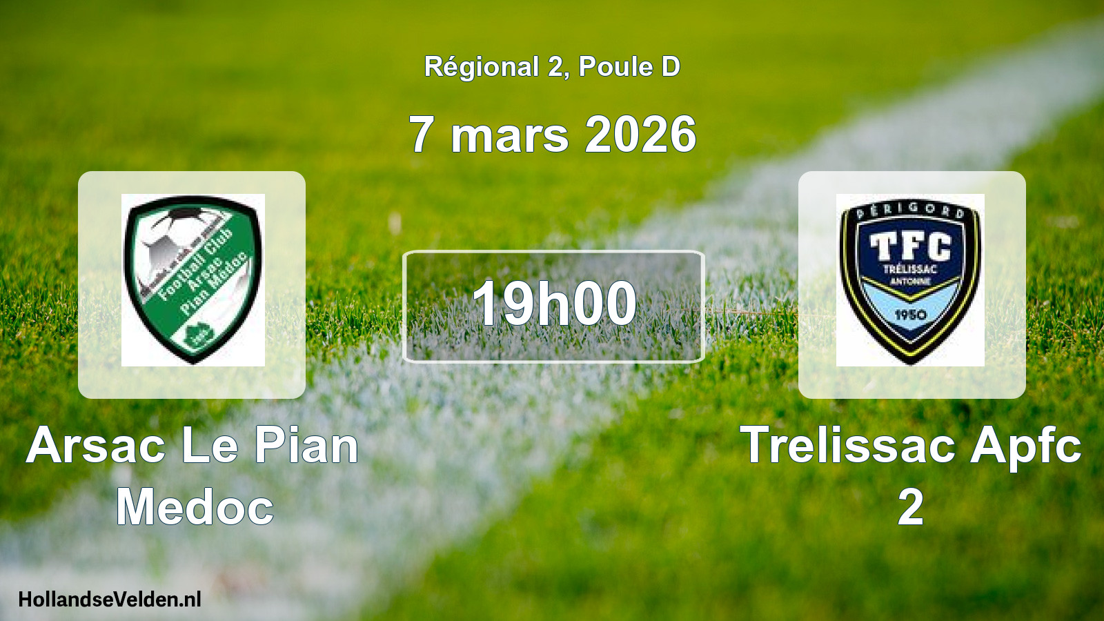 Geplande wedstrijd: Arsac Le Pian Medoc - Trelissac Apfc 2 (7 mars 2026)