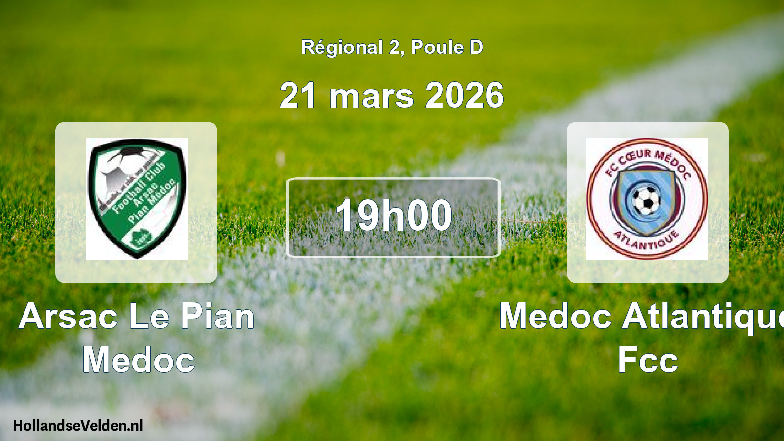 Scheduled Match: Arsac Le Pian Medoc - Medoc Atlantique Fcc (21 March 2026)