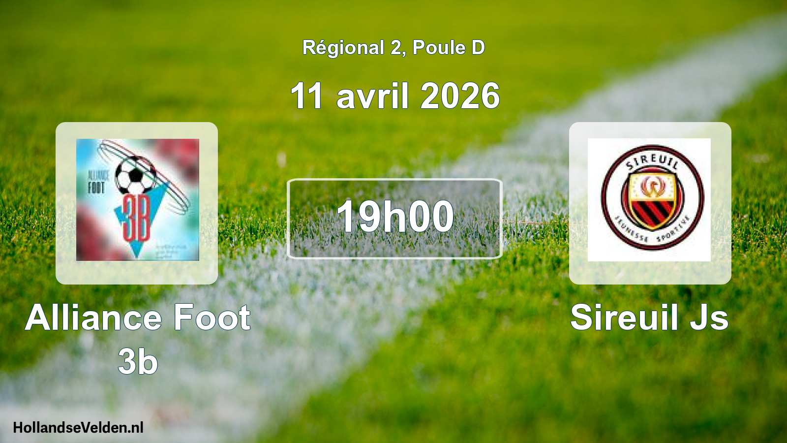 Geplande wedstrijd: Alliance Foot 3b - Sireuil Js (11 avril 2026)