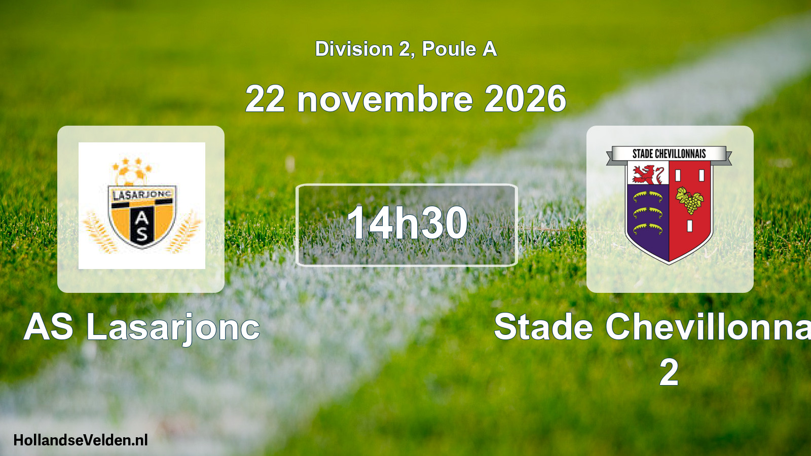 Match programmé: AS Lasarjonc - Stade Chevillonnais 2 (22 novembre 2026)