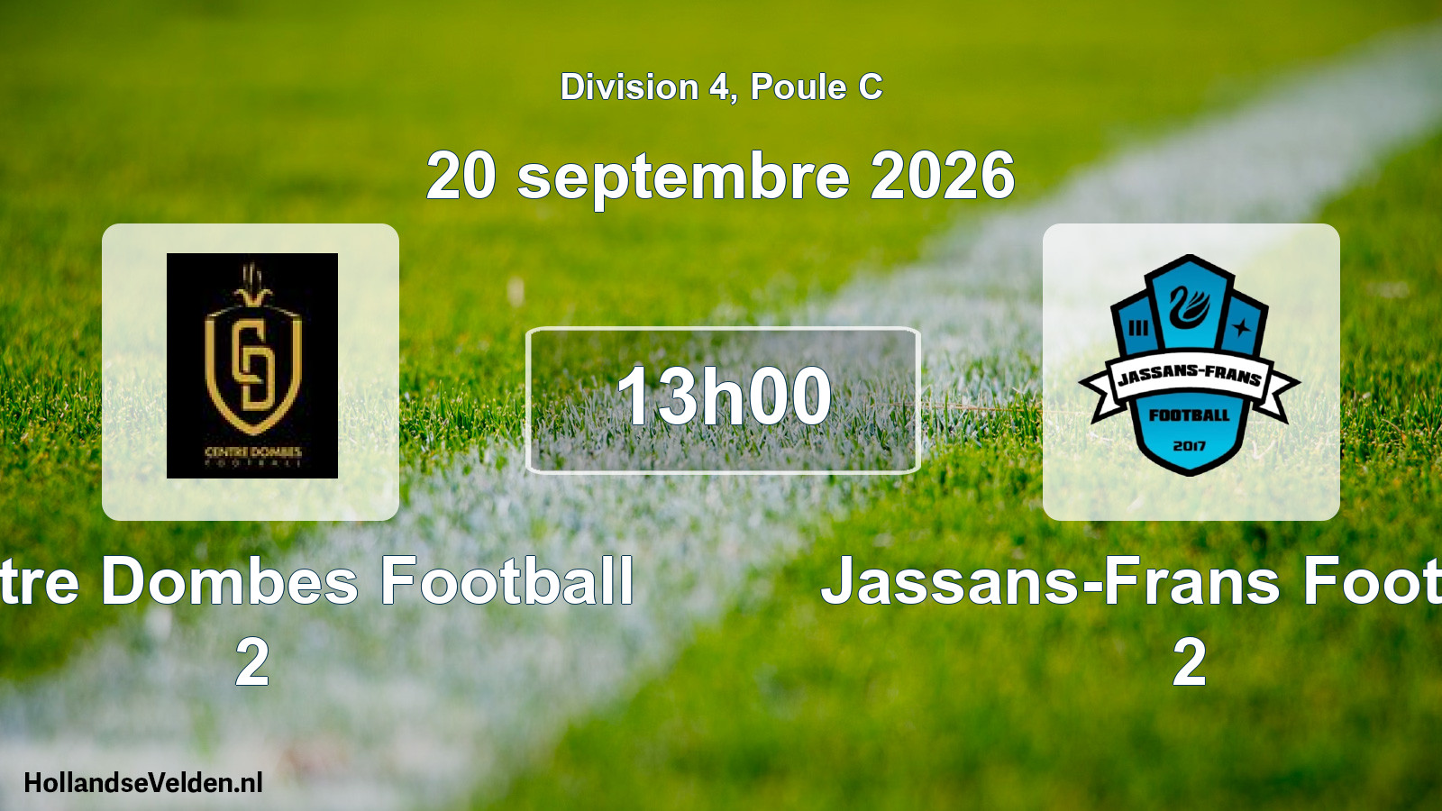 Match programmé: Centre Dombes Football 2 - Jassans-Frans Football 2 (20 septembre 2026)