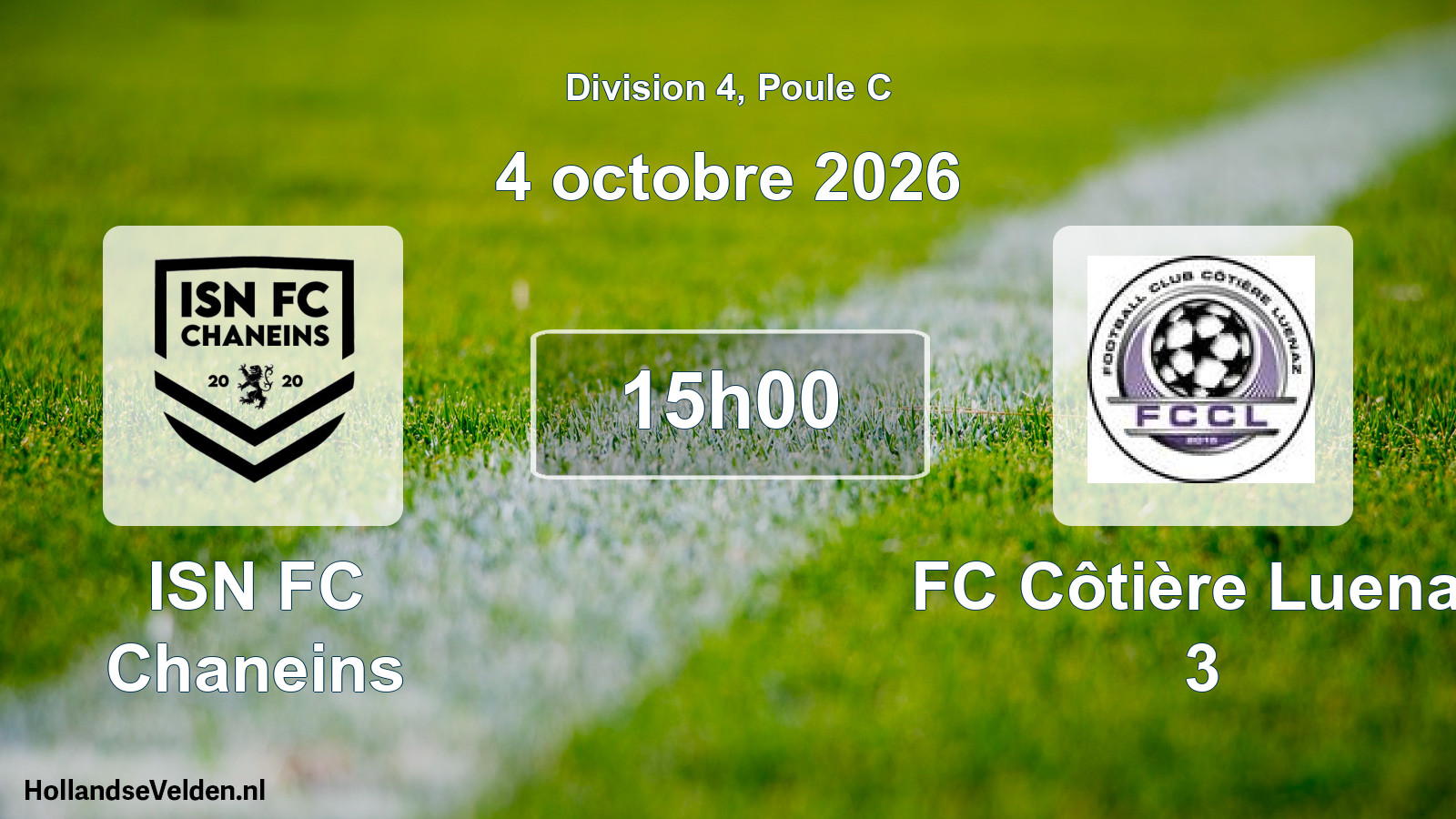 Scheduled Match: ISN FC Chaneins - FC Côtière Luenaz 3 (4 October 2026)