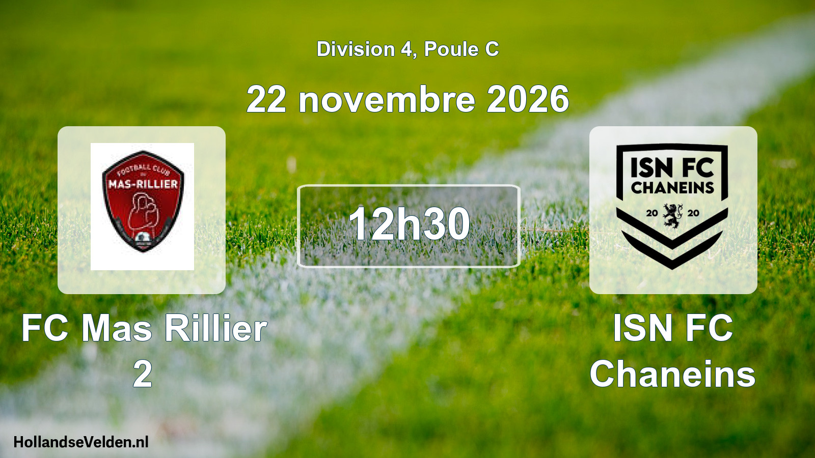 Match programmé: FC Mas Rillier 2 - ISN FC Chaneins (22 novembre 2026)