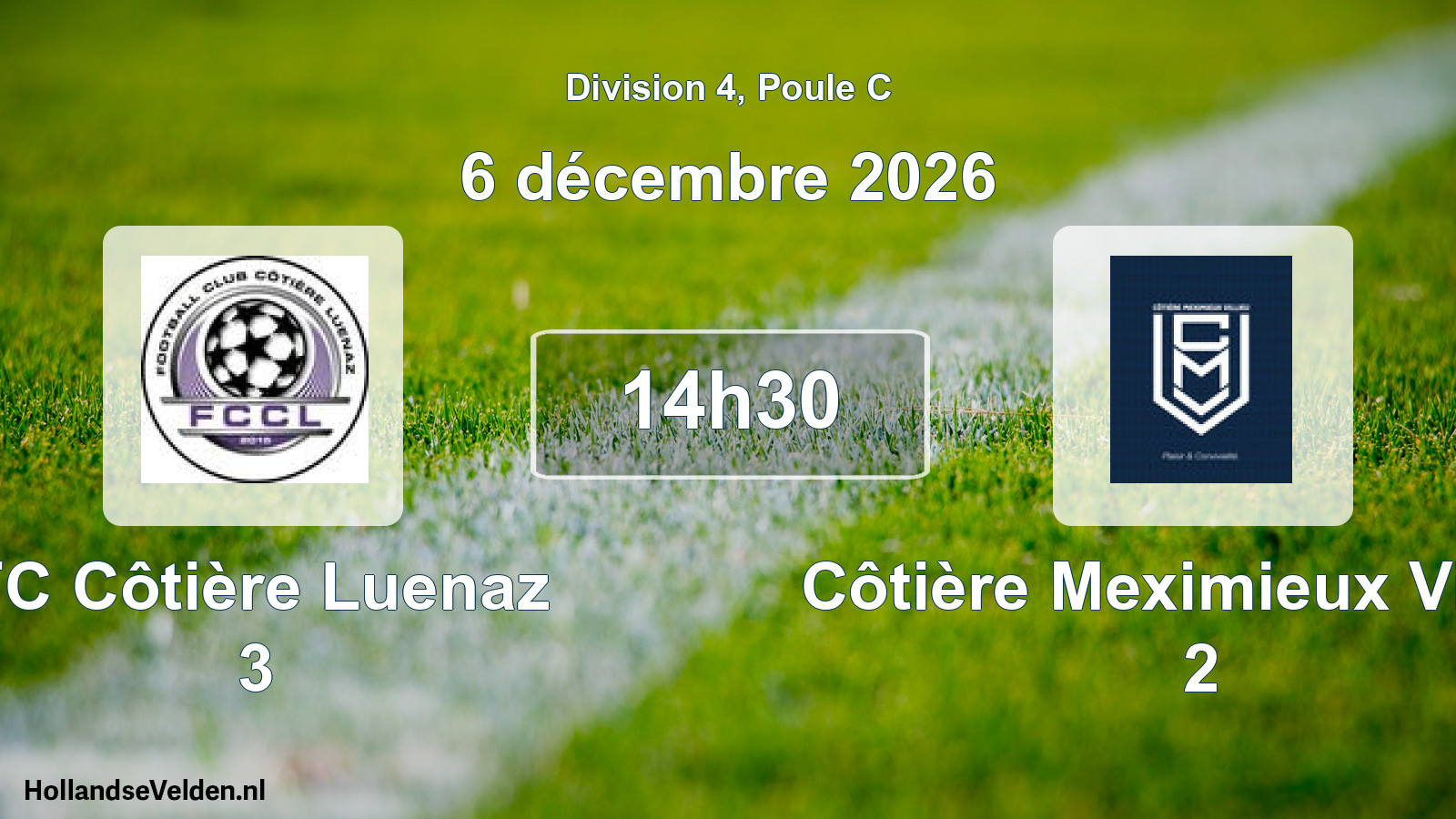 Match programmé: FC Côtière Luenaz 3 - Côtière Meximieux Villieu 2 (6 décembre 2026)