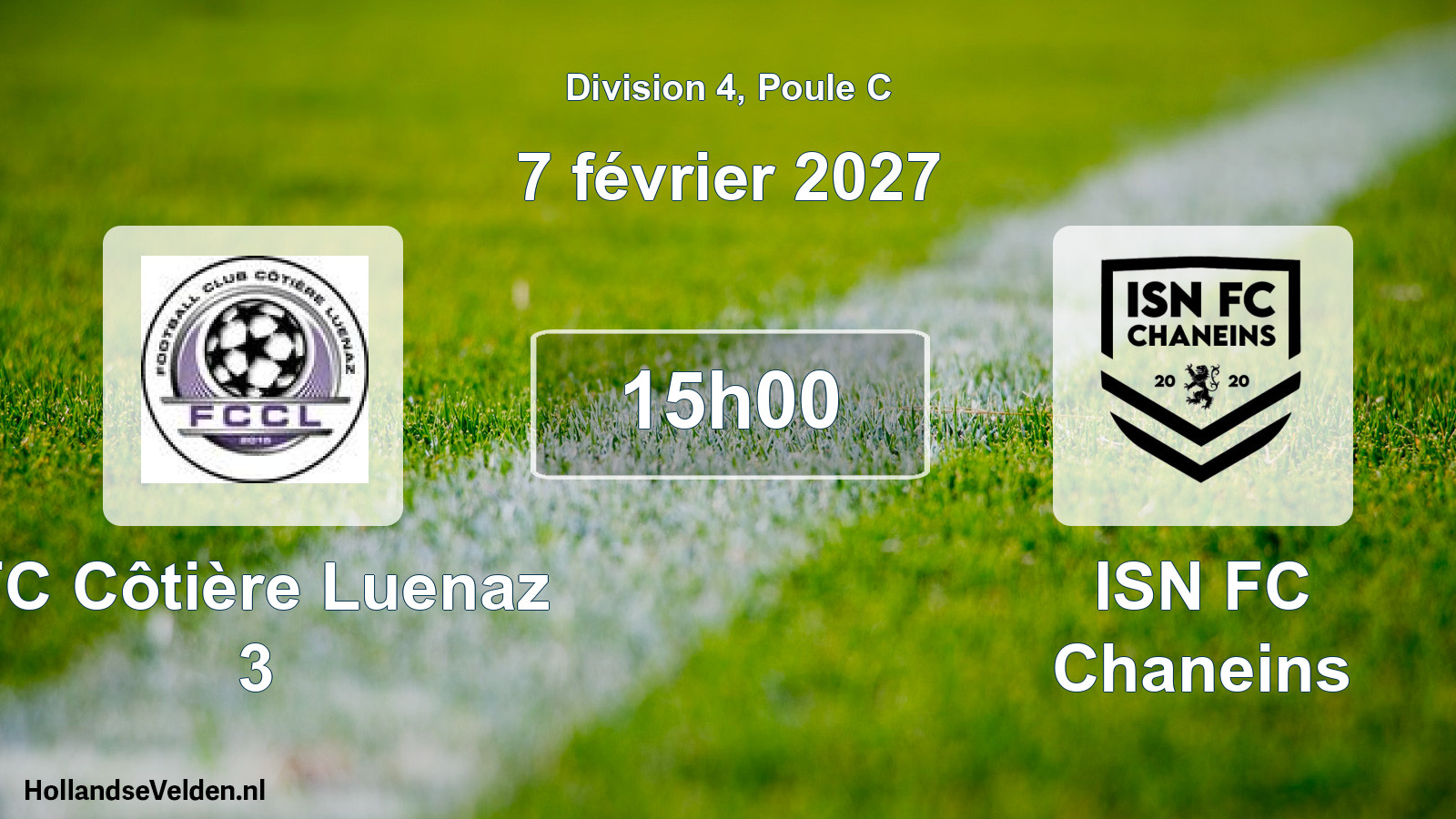 Match programmé: FC Côtière Luenaz 3 - ISN FC Chaneins (7 février 2027)