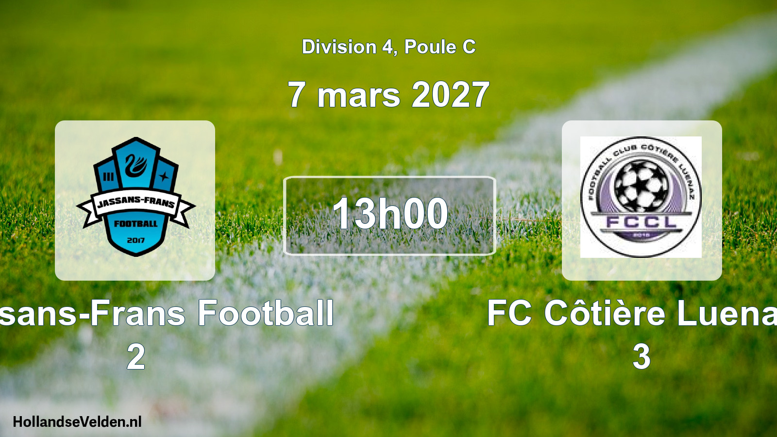 Match programmé: Jassans-Frans Football 2 - FC Côtière Luenaz 3 (7 mars 2027)