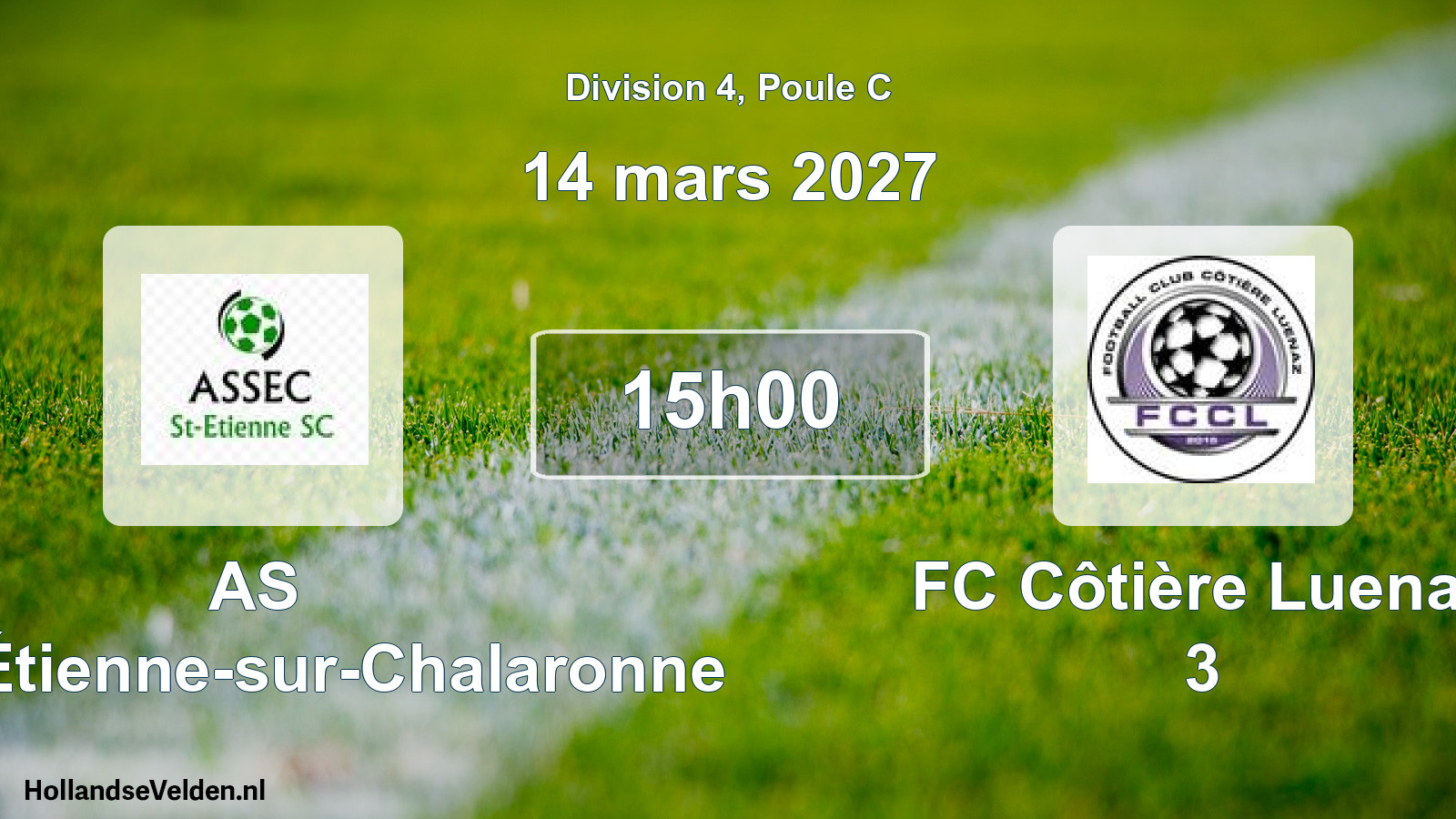 Match programmé: AS Saint-Étienne-sur-Chalaronne - FC Côtière Luenaz 3 (14 mars 2027)