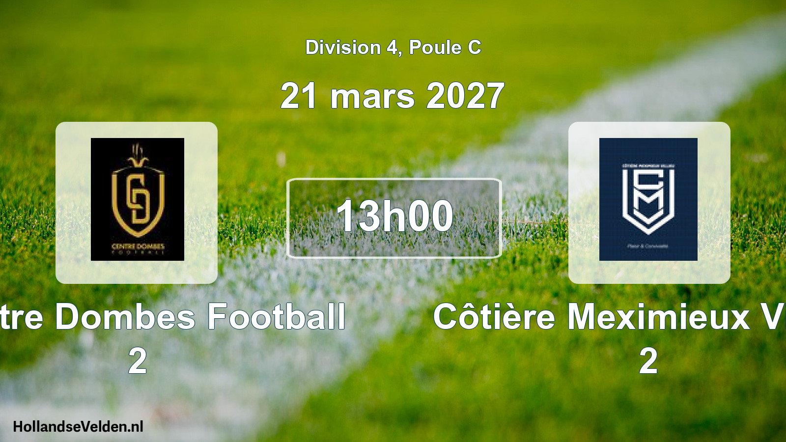 Match programmé: Centre Dombes Football 2 - Côtière Meximieux Villieu 2 (21 mars 2027)