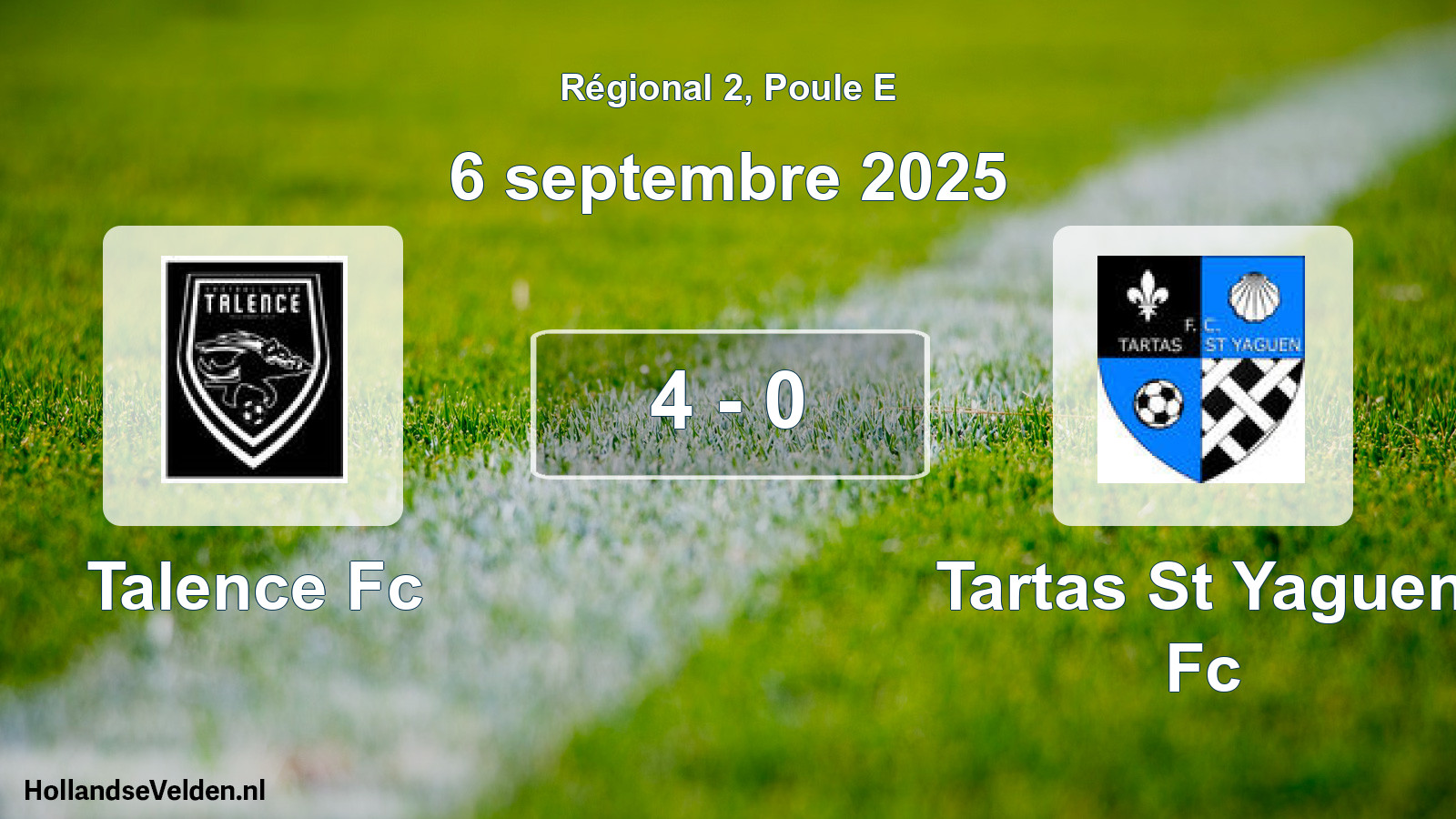 Gespeelde wedstrijd: Talence Fc - Tartas St Yaguen Fc 4 - 0 (6 septembre 2025)