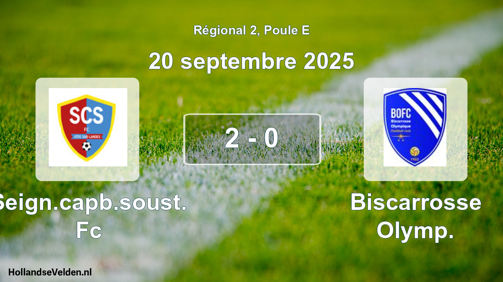 Total number of matches played: Seign.capb.soust. Fc - Biscarrosse Olymp. 2 - 0 (20 September 2025)
