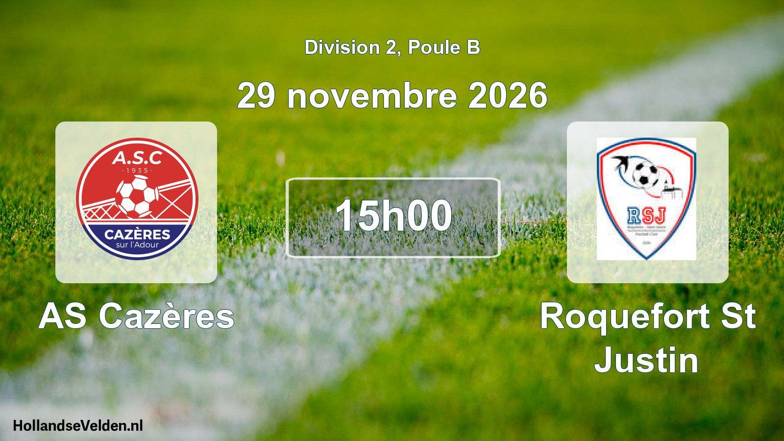 Scheduled Match: AS Cazères - Roquefort St Justin (29 November 2026)