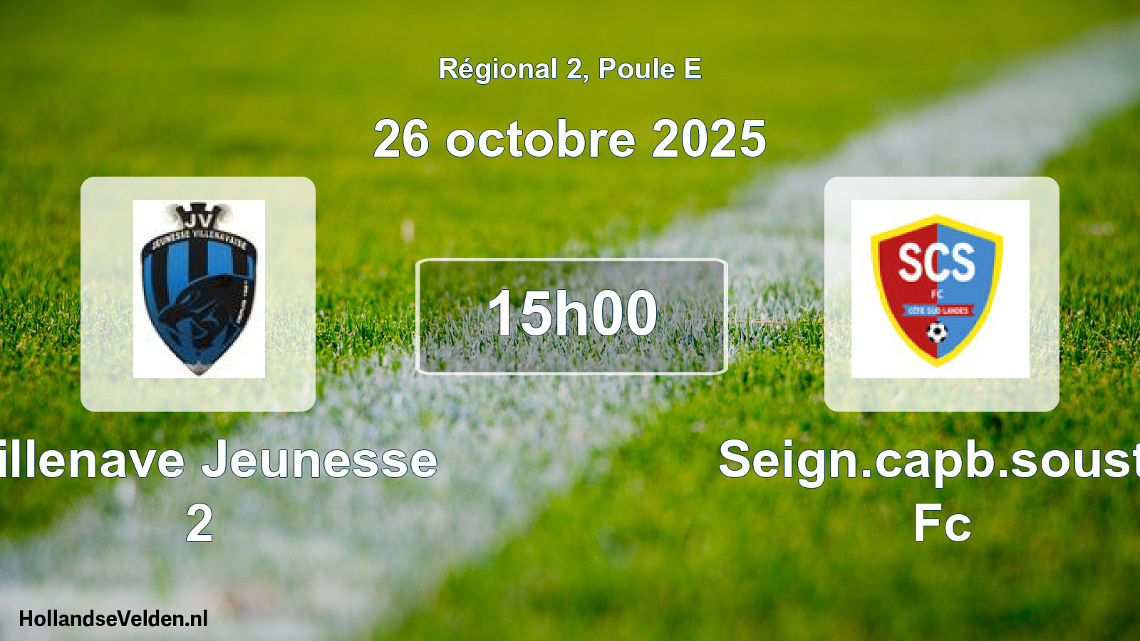 Geplande wedstrijd: Villenave Jeunesse 2 - Seign.capb.soust. Fc (26 oktober 2025)