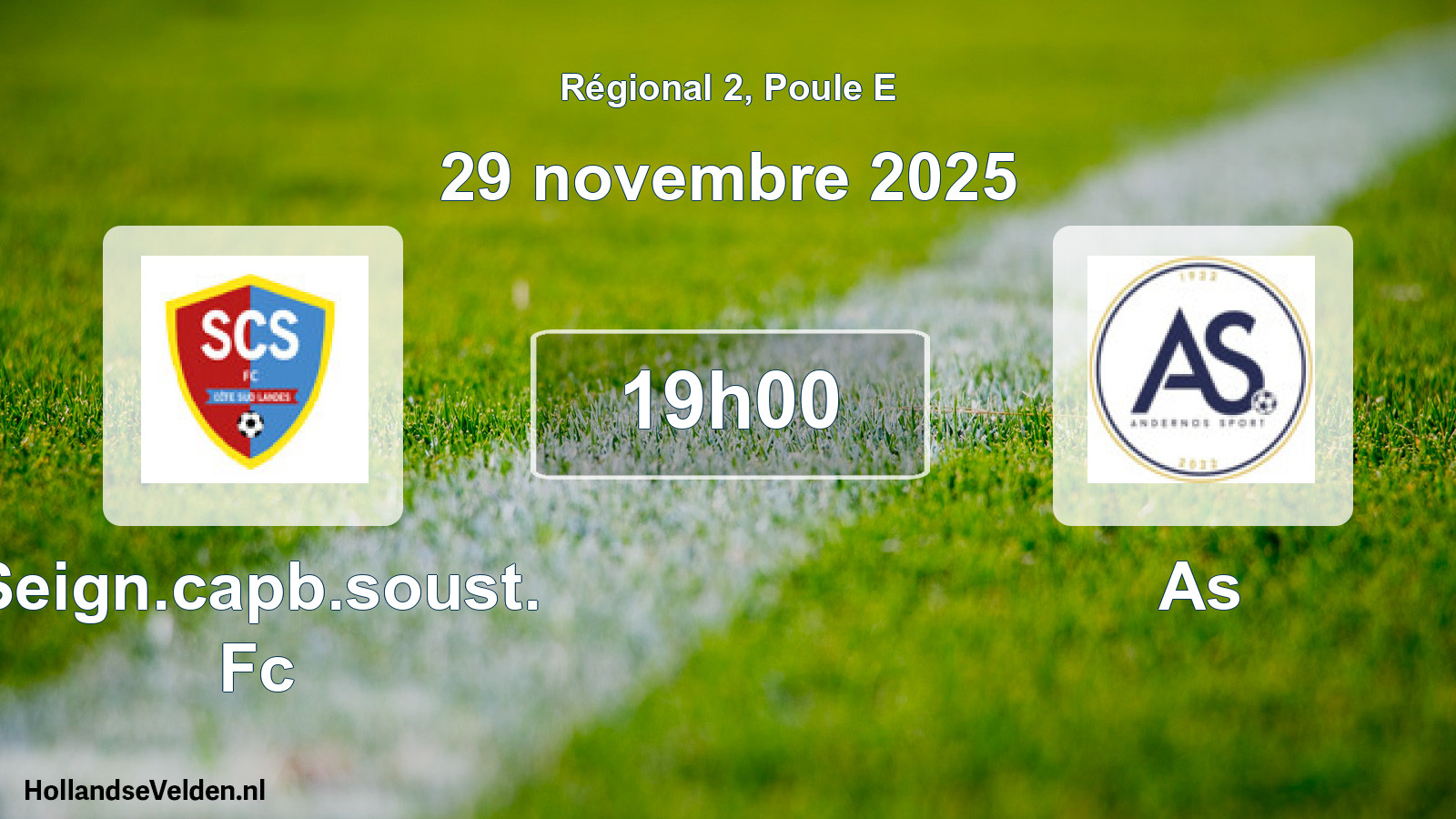 Geplande wedstrijd: Seign.capb.soust. Fc - As (29 novembre 2025)