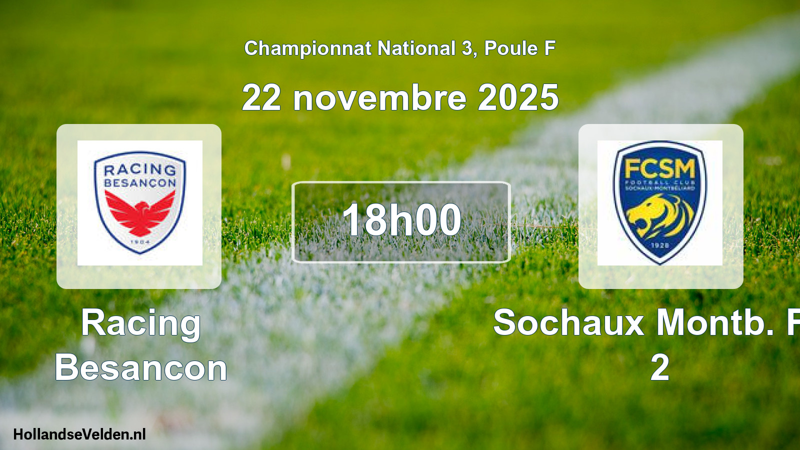 Geplande wedstrijd: Racing Besancon - Sochaux Montb. Fc 2 (22 novembre 2025)