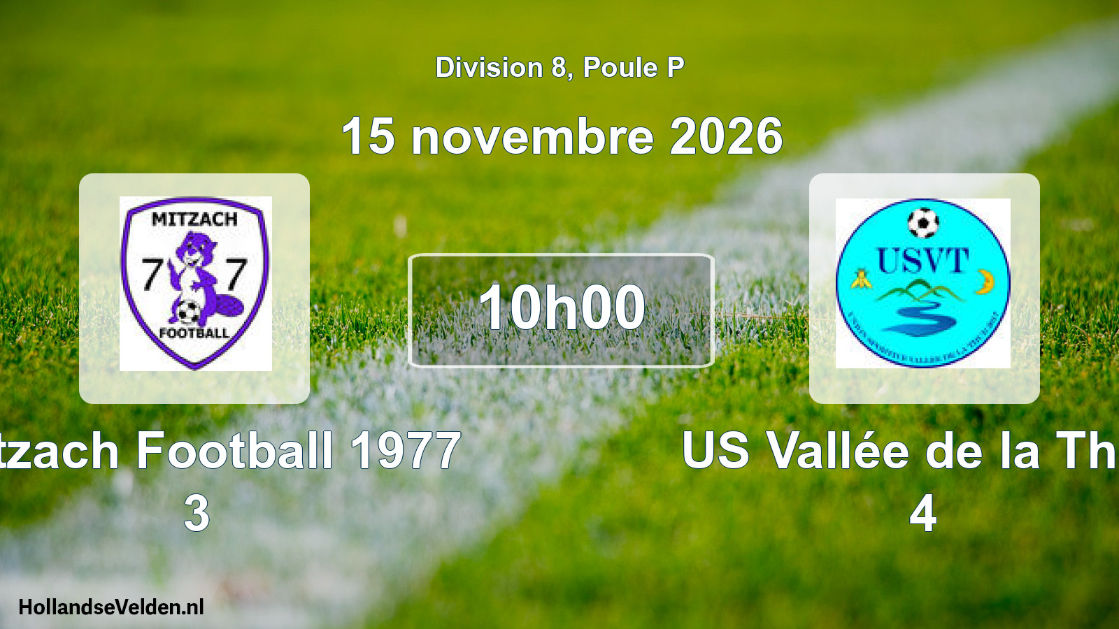 Match programmé: Mitzach Football 1977 3 - US Vallée de la Thur 4 (15 novembre 2026)