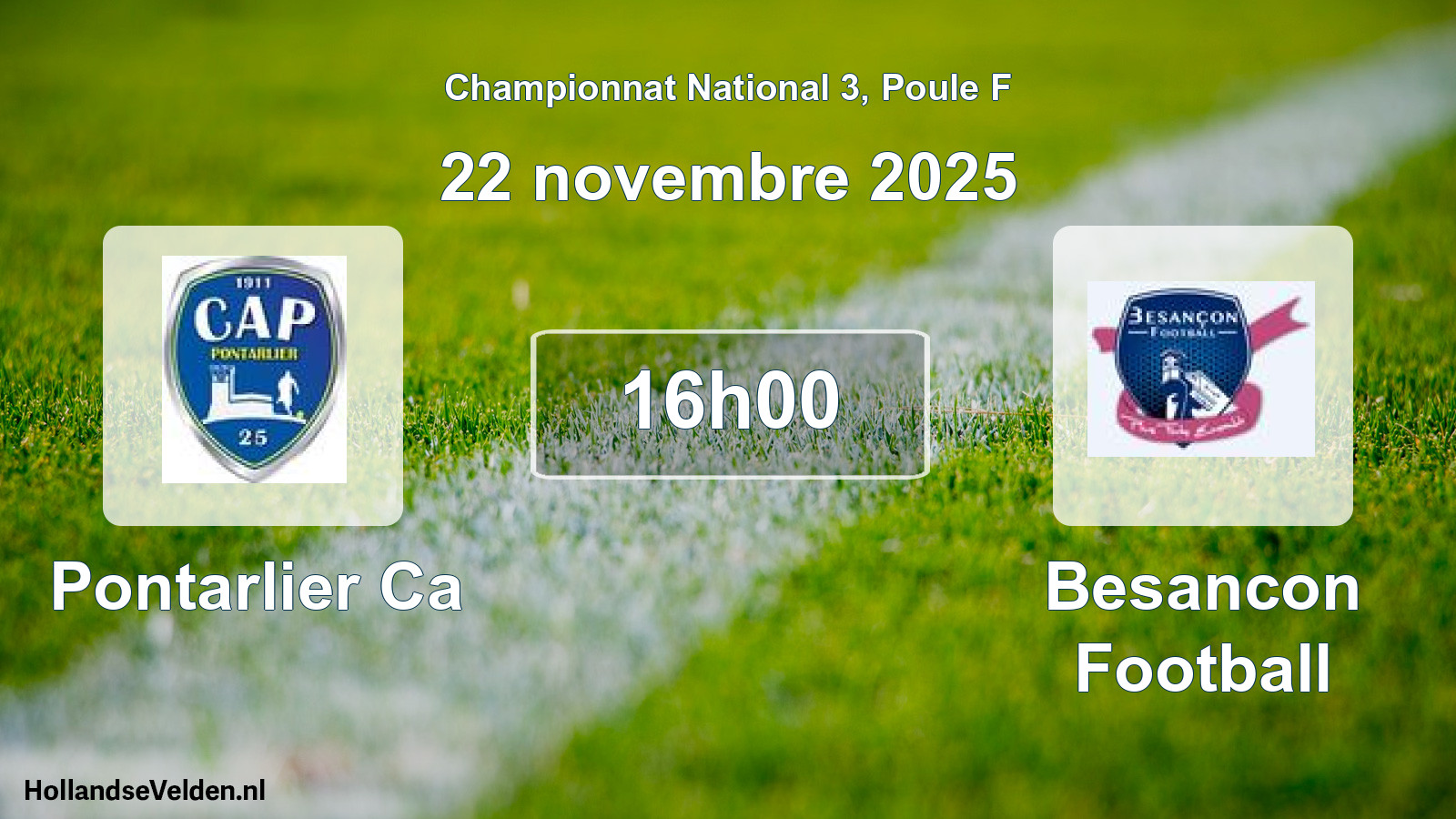 Geplande wedstrijd: Pontarlier Ca - Besancon Football (22 novembre 2025)